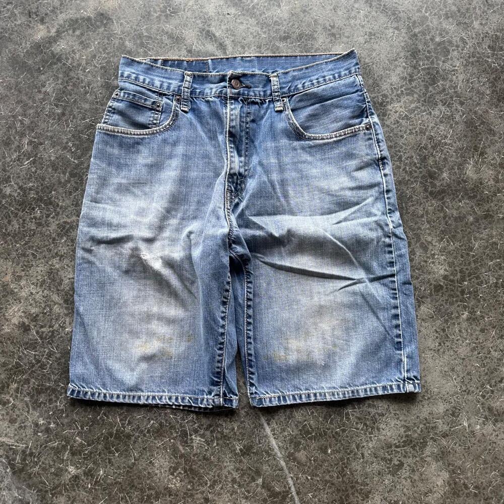 Y2K 2000s Levi’s baggy Summer Essential Faded Blue Denim Jorts shorts 31''